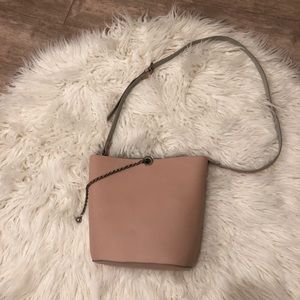 Zara pink/blush bucket bag with chain detail